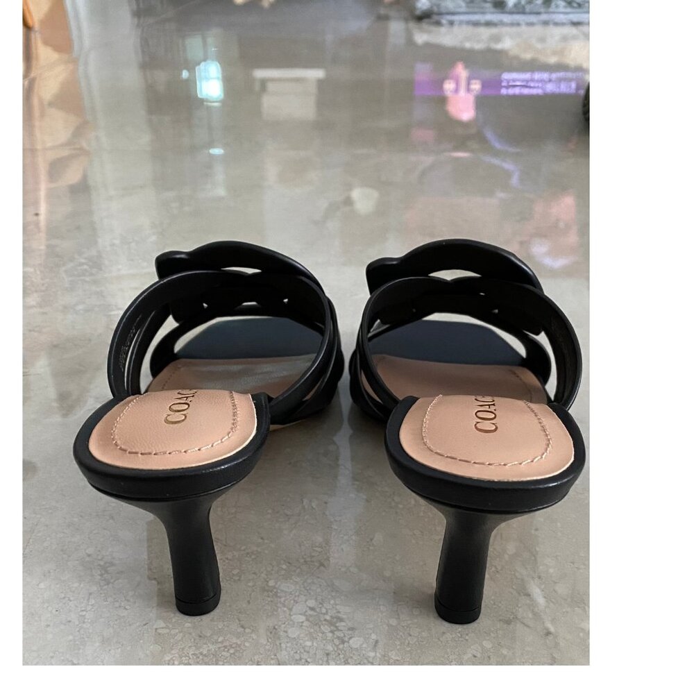 COACH Tillie Black Leather Sandals Strappy Heels NEW IN BOX! Sz 6.5 - Picture 5 of 9